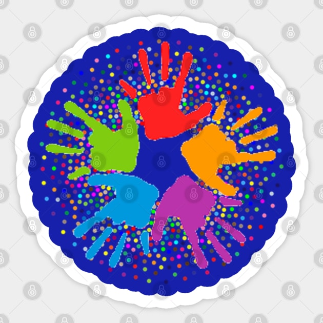 Unity Multi-Color Open Hands Sticker by screamingfool